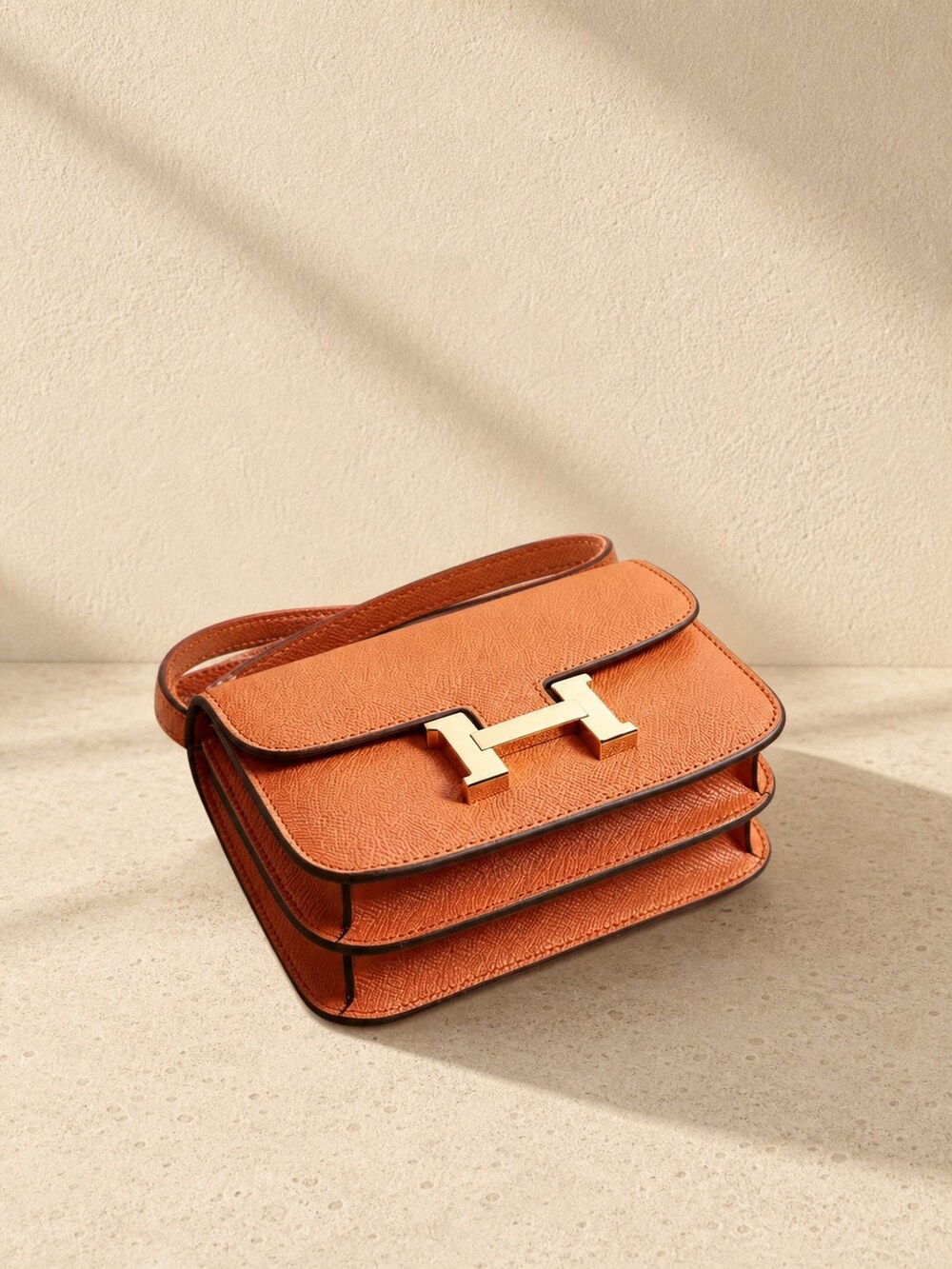 Hermes Palladium Hardware Constance Crossbody in Gold Grained Epsom Leather - Picture 3 of 8